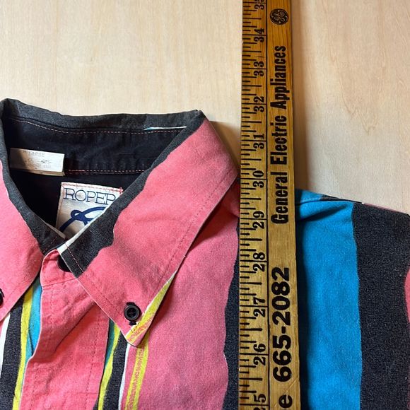 Vintage Roper Mens Made USA Pattern Print Western Button Long Sleeve Shirt Sz L - Picture 2 of 6